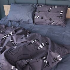 Акція на Комплект постільної білизни Mirson King Size 220х240 см 17-0772 Night cats Бязь від Rozetka