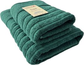 Акція на Набір 2 жаккардових рушників Lovely Svi Oxford Stripe в подарунковому пакеті 70х140+50х90 см Зелений від Rozetka