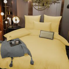 Акція на Простирадло на гумці MirSon Royal Soft Stripe 30-0003 Intense Yellow 200x220 см від Rozetka
