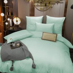 Акція на Простирадло на гумці MirSon Royal Soft Stripe 30-0013 Azure 160x190 см від Rozetka