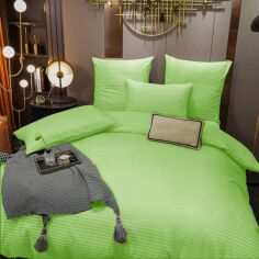 Акція на Простирадло на гумці MirSon Royal Soft Stripe 30-0016 Light Green 80x190 см від Rozetka