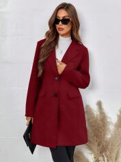 Акція на Пальто жіноче SHEIN GD-00159700 L Бордове від Rozetka