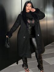 Акція на Пальто жіноче SHEIN GD-00160934 XL Чорне від Rozetka