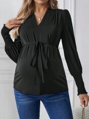 Акція на Блузка для вагітних SHEIN GD-00157999 L Чорна від Rozetka