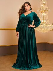 Акція на Плаття вечірнє довге осіннє жіноче SHEIN GD-00139053 3XL Темно-зелене від Rozetka