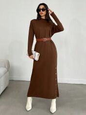 Акція на Плаття довге осіннє жіноче SHEIN GD-00148422 One Size Темно-коричневе від Rozetka