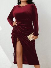 Акція на Плаття вечірнє міді осіннє жіноче SHEIN GD-00169744 XL Бордове від Rozetka