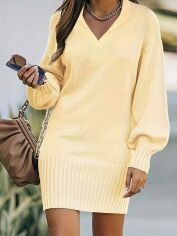 Акція на Плаття в'язане коротке зимове жіноче SHEIN GD-00156576 L Кремове від Rozetka