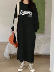 Акція на Плаття довге осіннє жіноче SHEIN GD-00168086 XL Чорне від Rozetka