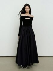 Акція на Плаття вечірнє довге осіннє жіноче SHEIN GD-00164880 L Чорне від Rozetka