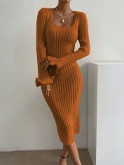 Акція на Плаття в'язане міді зимове жіноче SHEIN GD-00163816 L Коричневе від Rozetka