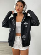 Акція на Толстовка жіноча SHEIN GD-00165748 XS Чорна від Rozetka