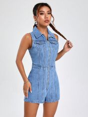 Акція на Комбінезон джинсовий жіночий SHEIN GD-00161855 L Блакитний від Rozetka