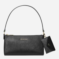 Акція на Сумка багет сідло жіноча з натуральної шкіри середня Michael Kors 924762709 Чорна від Rozetka