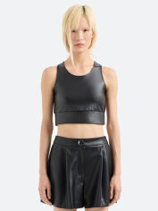 Акція на Топ зі штучної шкіри жіночий Armani Exchange 278690882 M Чорний від Rozetka