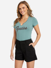 Акція на Футболка бавовняна жіноча Guess 105881260 2XL Зелена з принтом від Rozetka