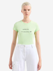Акція на Футболка бавовняна жіноча Armani Exchange 539750154 XL Зелена з принтом від Rozetka