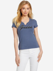 Акція на Футболка бавовняна жіноча Guess 496645259 L Синя з принтом від Rozetka