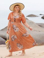 Акція на Сукня міді літня жіноча SHEIN GD-00168553 XL Помаранчева від Rozetka