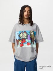Акція на Футболка бавовняна довга чоловіча Uniqlo 342637812 L Сіра від Rozetka