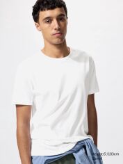 Акція на Футболка бавовняна довга чоловіча Uniqlo 710784583 3XL Біла від Rozetka