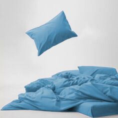 Акція на Комплект постільної білизни Mirson Євро 200х220 см 008 Sky Blue Soft Touch of Satin від Rozetka