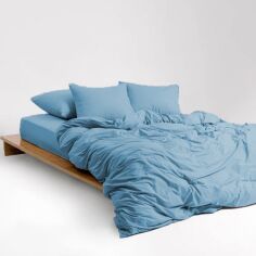 Акція на Комплект постільної білизни Mirson Сімейний 2x160х220 см 008 Sky blue Soft Touch of Satin від Rozetka