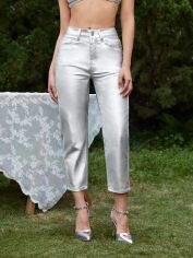 Акція на Джинси жіночі SHEIN GD-00163988 XS-Petite Сріблясті від Rozetka