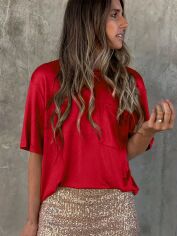 Акція на Футболка жіноча SHEIN GD-00152458 XL Червона від Rozetka