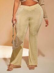 Акція на Штани жіночі SHEIN GD-00165837 4XL Золоті від Rozetka