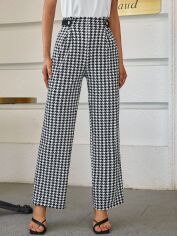 Акція на Штани жіночі SHEIN GD-00166182 XL Чорно-білі від Rozetka