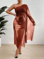 Акція на Сукня вечірня довга літня жіноча SHEIN GD-00169777 4XL Коричнева від Rozetka
