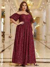 Акція на Сукня вечірня довга жіноча SHEIN GD-00158147 2XL Бордова від Rozetka