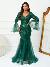 Акція на Сукня вечірня довга жіноча SHEIN GD-00162901 L Темно-зелена від Rozetka