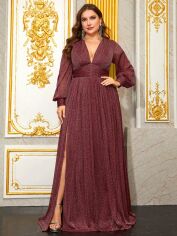 Акція на Сукня вечірня довга жіноча SHEIN GD-00162966 2XL Бордова від Rozetka