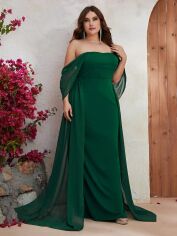 Акція на Сукня вечірня довга жіноча SHEIN GD-00162974 4XL Темно-зелена від Rozetka