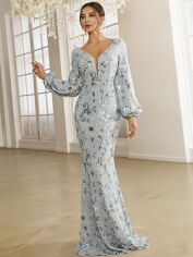 Акція на Сукня вечірня довга жіноча SHEIN GD-00165324 M Світло-сіра від Rozetka