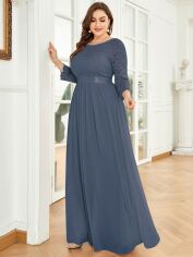 Акція на Сукня вечірня довга жіноча SHEIN GD-00158175 5XL Сіра із блакитним від Rozetka