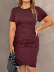 Акція на Сукня-футболка міді літня жіноча SHEIN GD-00169316 3XL Бордова від Rozetka