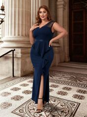 Акція на Сукня вечірня довга літня жіноча SHEIN GD-00169469 3XL Темно-синя від Rozetka