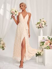 Акція на Сукня вечірня довга літня жіноча SHEIN GD-00169472 M Кремова від Rozetka