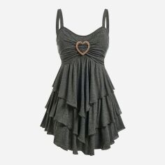 Акція на Сукня коротка літня жіноча SHEIN GD-00169559 S Темно-сіра від Rozetka