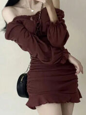 Акція на Сукня коротка літня жіноча SHEIN GD-00170385 XL Бордова від Rozetka