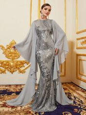 Акція на Сукня вечірня довга жіноча SHEIN GD-00165307 L Сіра від Rozetka