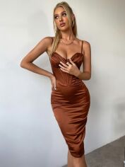 Акція на Сукня вечірня міді літня жіноча SHEIN GD-00165693 XS Коричнева від Rozetka