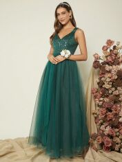 Акція на Сукня вечірня довга жіноча SHEIN GD-00157212 L Темно-зелена від Rozetka