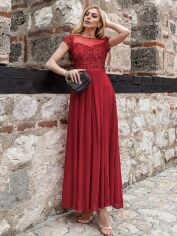 Акція на Сукня вечірня довга жіноча SHEIN GD-00157204 L Бордова від Rozetka