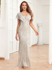 Акція на Сукня вечірня довга жіноча SHEIN GD-00158114 XL Срібляста від Rozetka