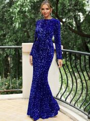 Акція на Сукня вечірня довга жіноча SHEIN GD-00158122 XS Синя від Rozetka