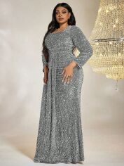 Акція на Сукня вечірня довга жіноча SHEIN GD-00158144 XL Сіра від Rozetka